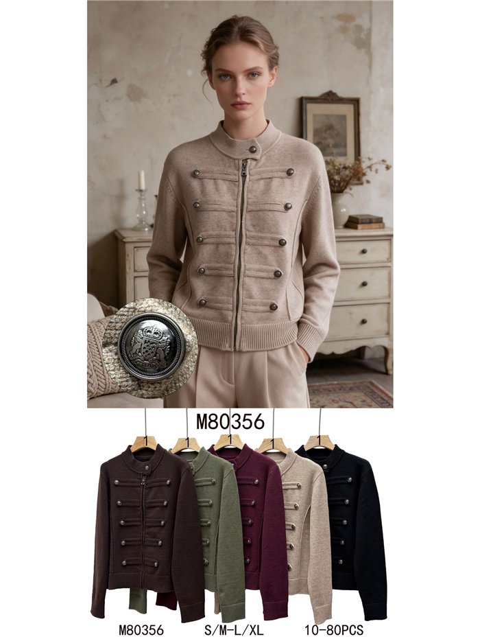Military knit zip jacket