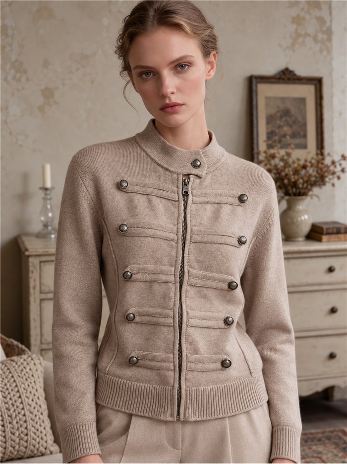 Military knit zip jacket