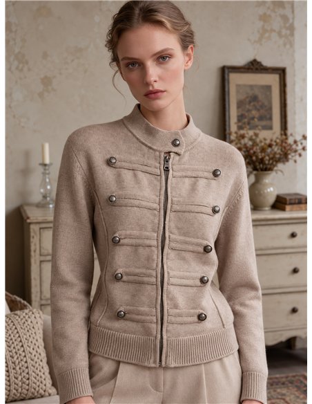 Military knit zip jacket