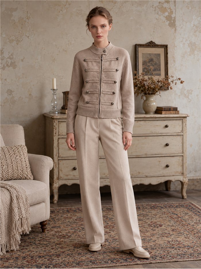 Military knit zip jacket