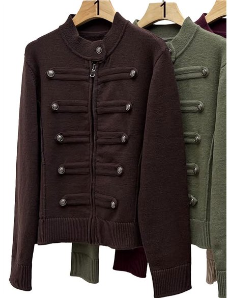 Military knit zip jacket