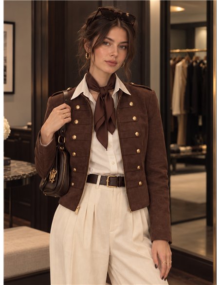 Chaqueta militar efecto ante con botones