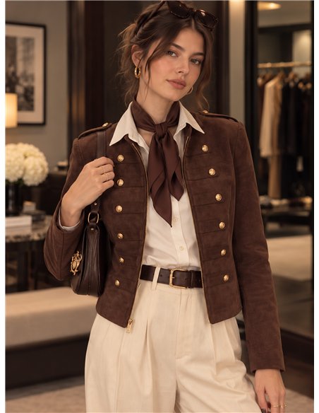 Chaqueta militar efecto ante con botones