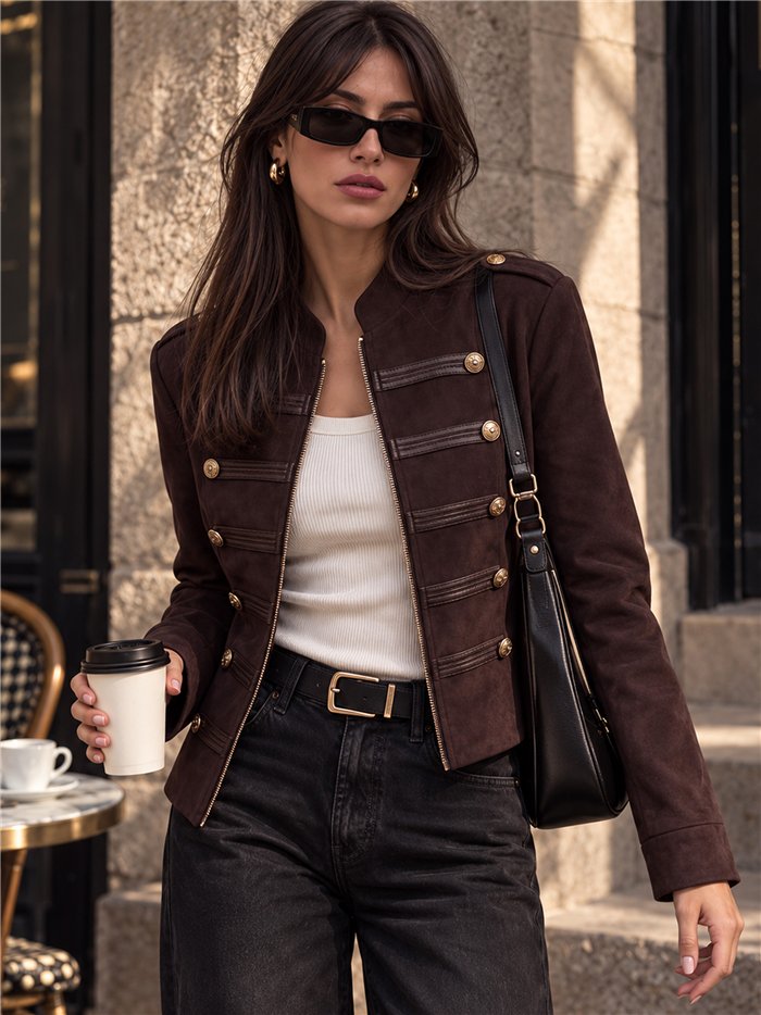 Chaqueta efecto ante estilo militar