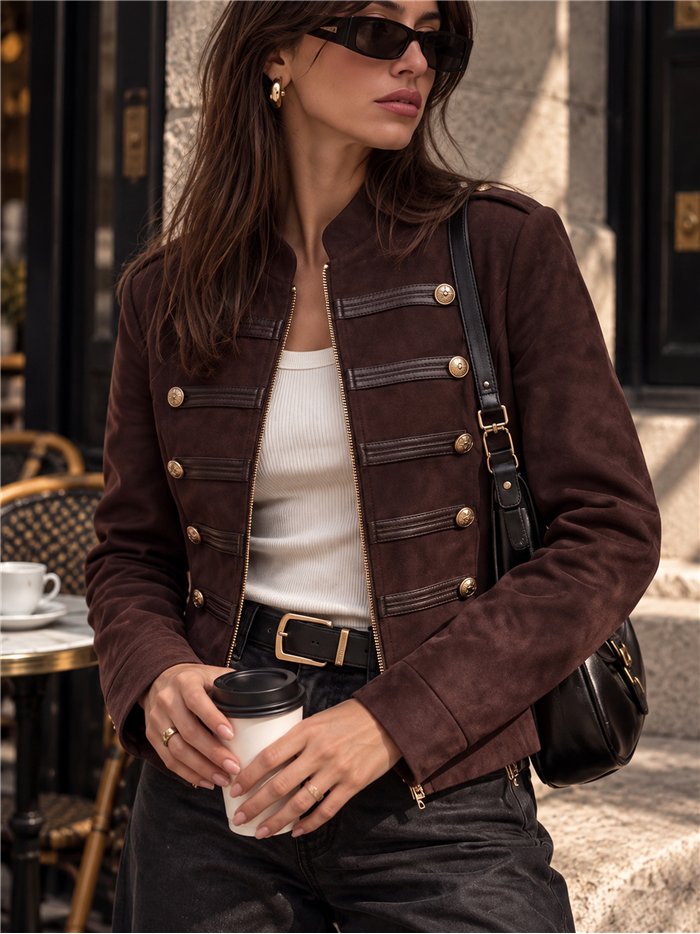 Chaqueta efecto ante estilo militar