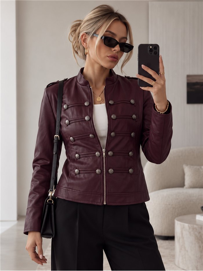 Chaqueta efecto piel estilo militar