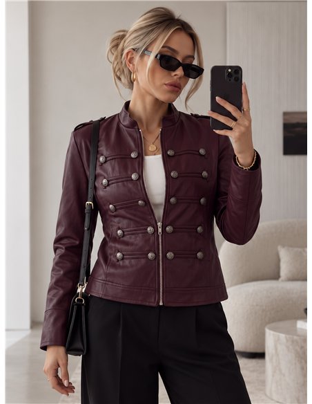 Chaqueta efecto piel estilo militar