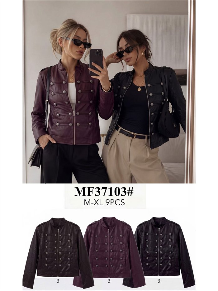 Chaqueta efecto piel estilo militar