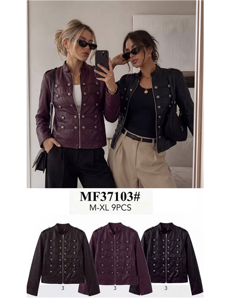 Chaqueta efecto piel estilo militar