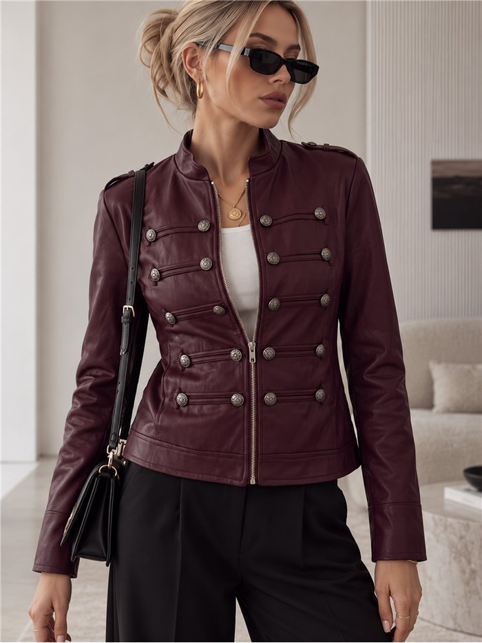 Chaqueta efecto piel estilo militar