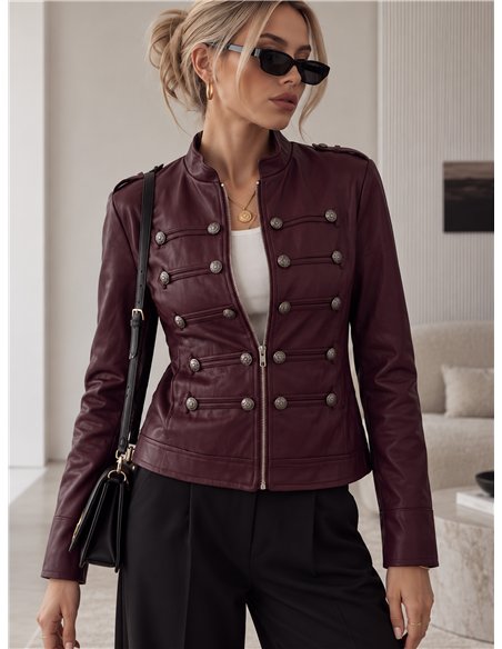 Chaqueta efecto piel estilo militar