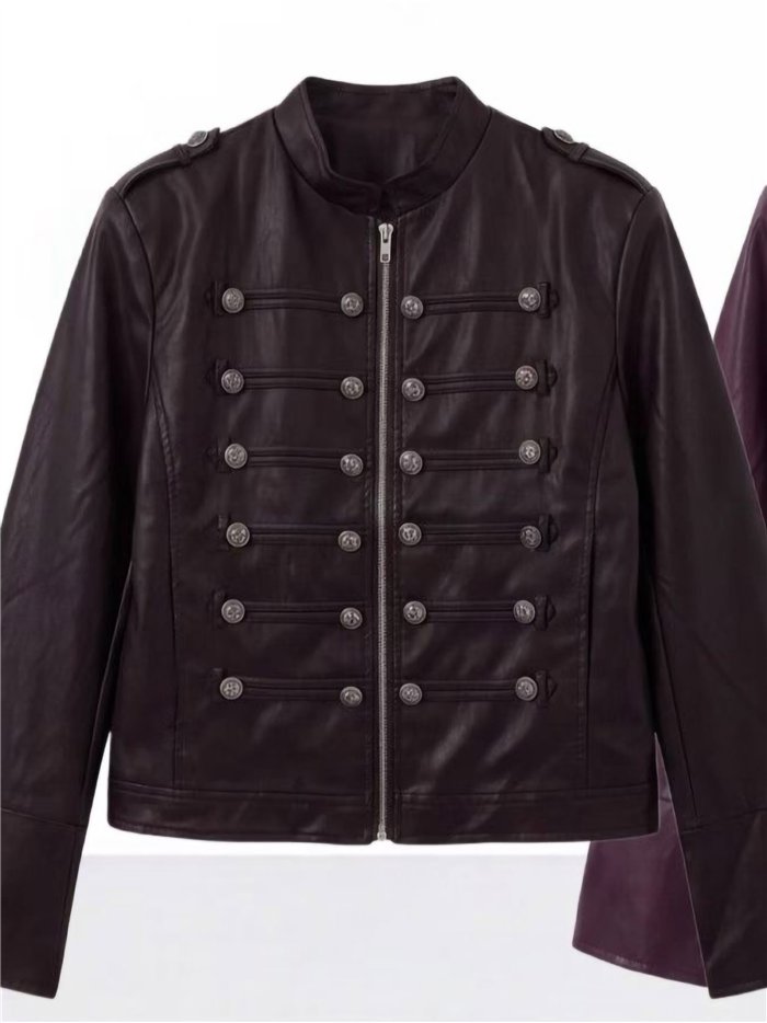 Chaqueta efecto piel estilo militar