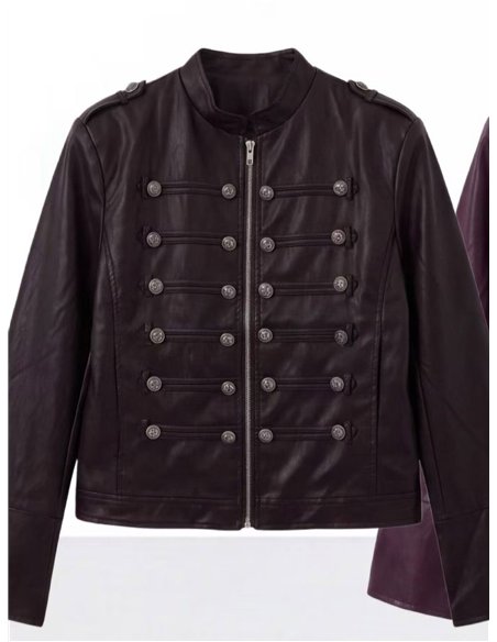 Chaqueta efecto piel estilo militar