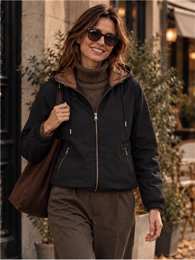Chaqueta reversible acolchada con capucha