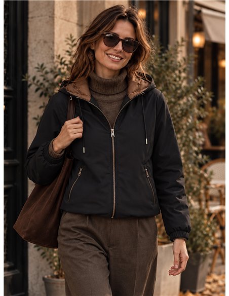 Chaqueta reversible acolchada con capucha