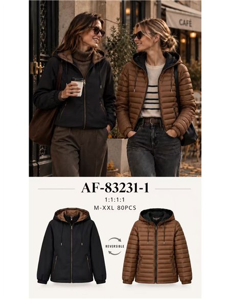 Chaqueta reversible acolchada con capucha