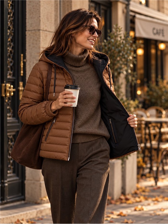 Chaqueta reversible acolchada con capucha