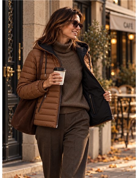 Chaqueta reversible acolchada con capucha