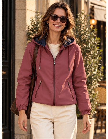Chaqueta reversible acolchada con capucha
