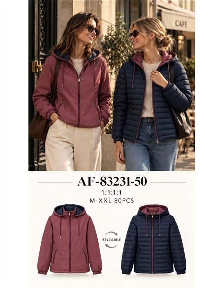 Chaqueta reversible acolchada con capucha