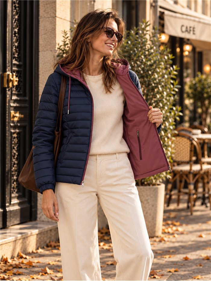 Chaqueta reversible acolchada con capucha