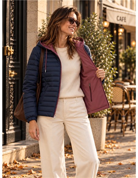 Chaqueta reversible acolchada con capucha