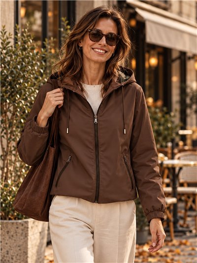 Chaqueta reversible acolchada con capucha