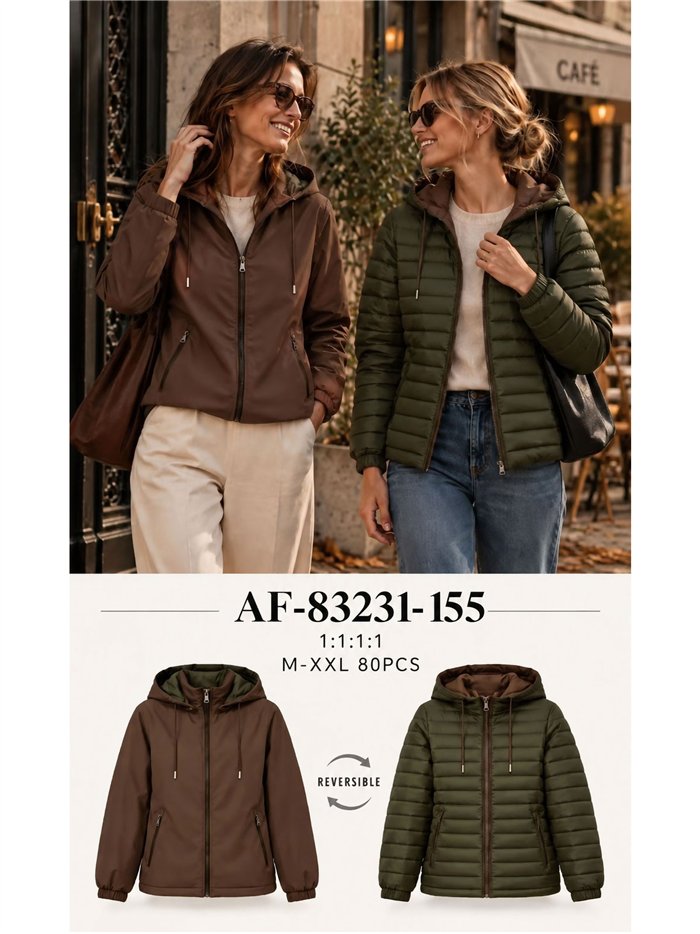 Chaqueta reversible acolchada con capucha