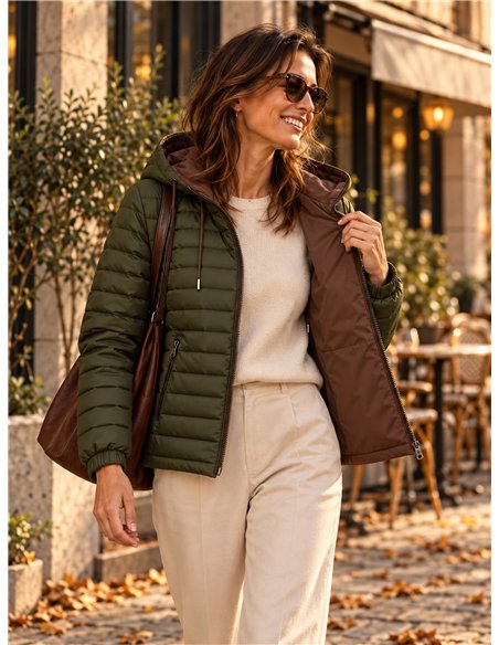 Chaqueta reversible acolchada con capucha