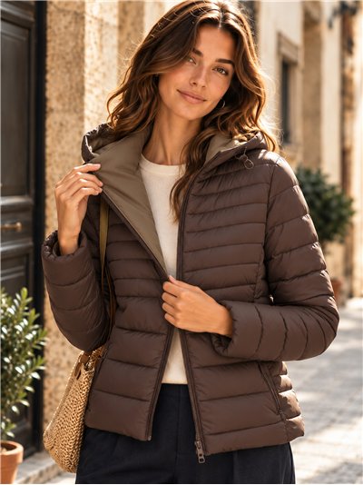 Jaqueta acolchoada reversível plus size