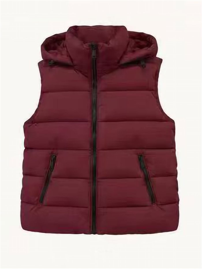 Gilet imbottito con cappuccio foderato in pile