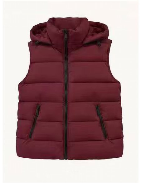Gilet imbottito con cappuccio foderato in pile