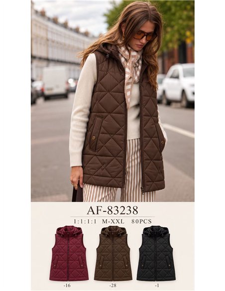 Gilet lungo trapuntato con motivo a rombi