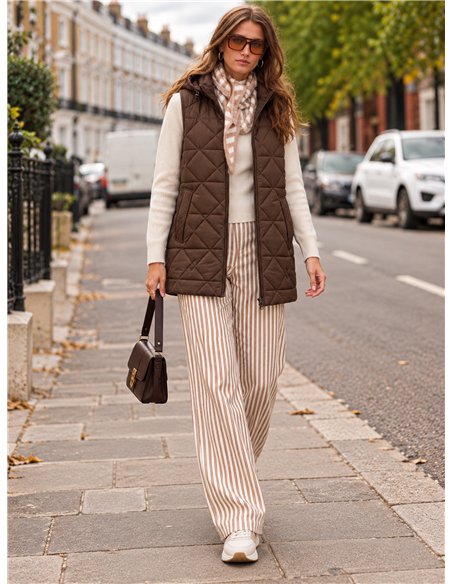 Gilet lungo trapuntato con motivo a rombi