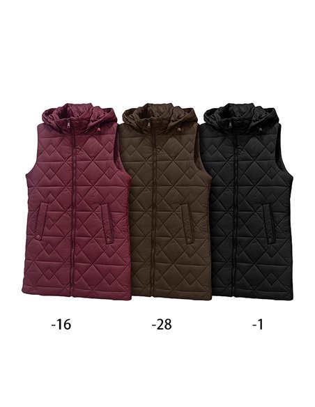 Gilet lungo trapuntato con motivo a rombi
