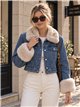 Chaqueta vaquera corta acolchada con pelo