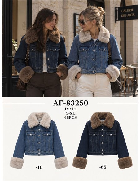Chaqueta vaquera corta acolchada con pelo