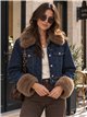 Chaqueta vaquera corta acolchada con pelo