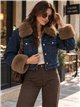 Chaqueta vaquera corta acolchada con pelo