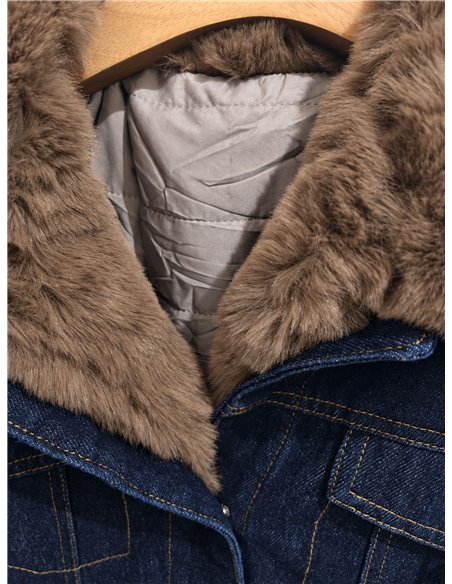 Chaqueta vaquera corta acolchada con pelo