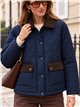 Chaqueta acolchada de rombos cuello pana con capucha