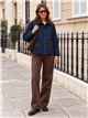 Chaqueta acolchada de rombos cuello pana con capucha