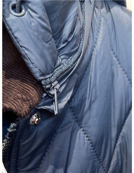 Chaqueta acolchada de rombos cuello pana con capucha