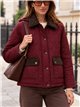Chaqueta acolchada de rombos cuello pana con capucha