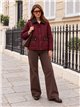 Chaqueta acolchada de rombos cuello pana con capucha