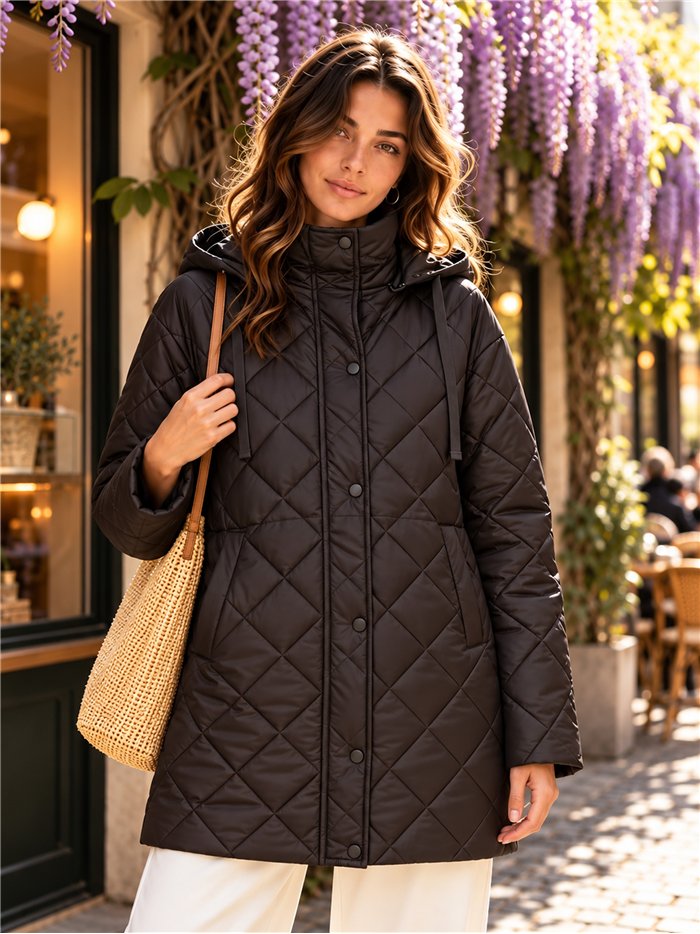 Abrigo acolchado reversible de rombos