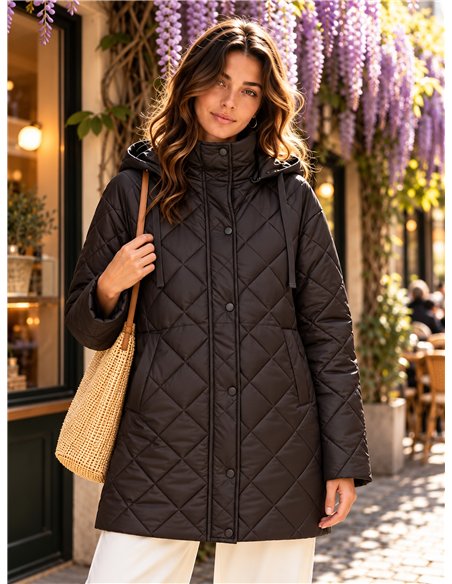 Abrigo acolchado reversible de rombos
