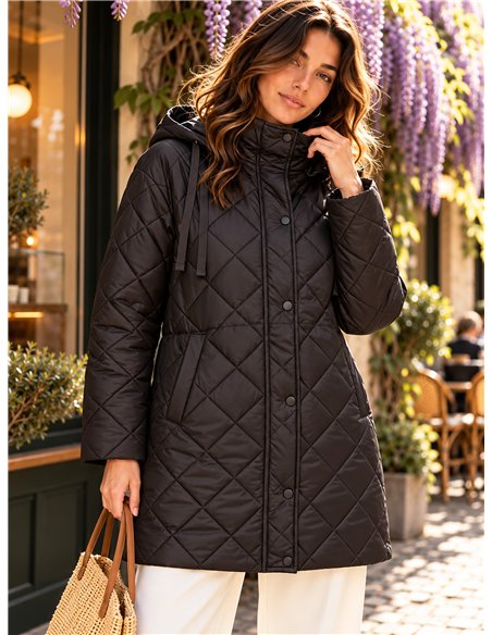 Abrigo acolchado reversible de rombos