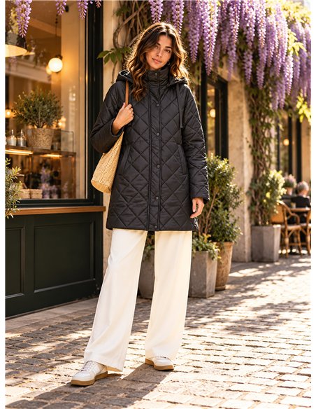 Abrigo acolchado reversible de rombos