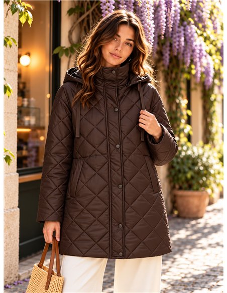 Reversible diamond quilted coat